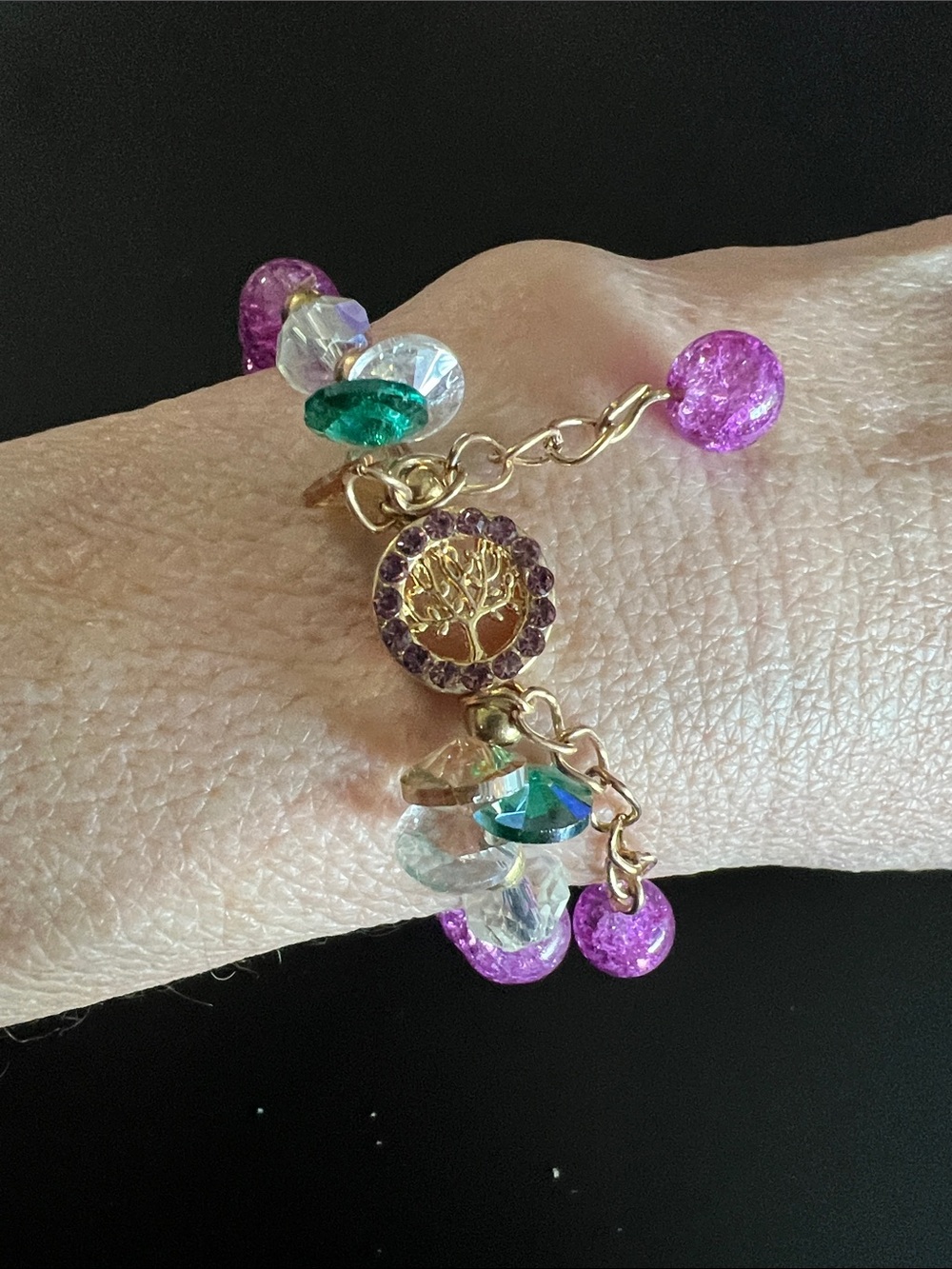 Purple Crystal Bead Tree of Life Bracelet - Picture 3 of 3